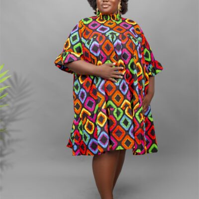 Plus Size African Print Dress - Bisi