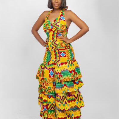 Ankara Maxi Halter Neck Dress - Kumalo