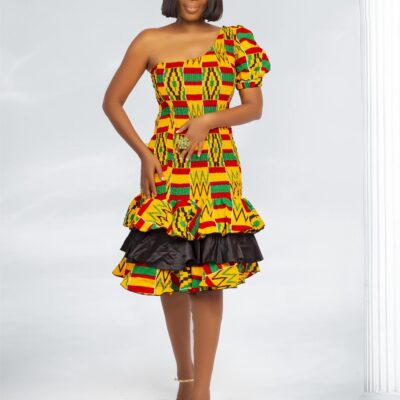 Ankara One-Sleeve Dress - Mimi