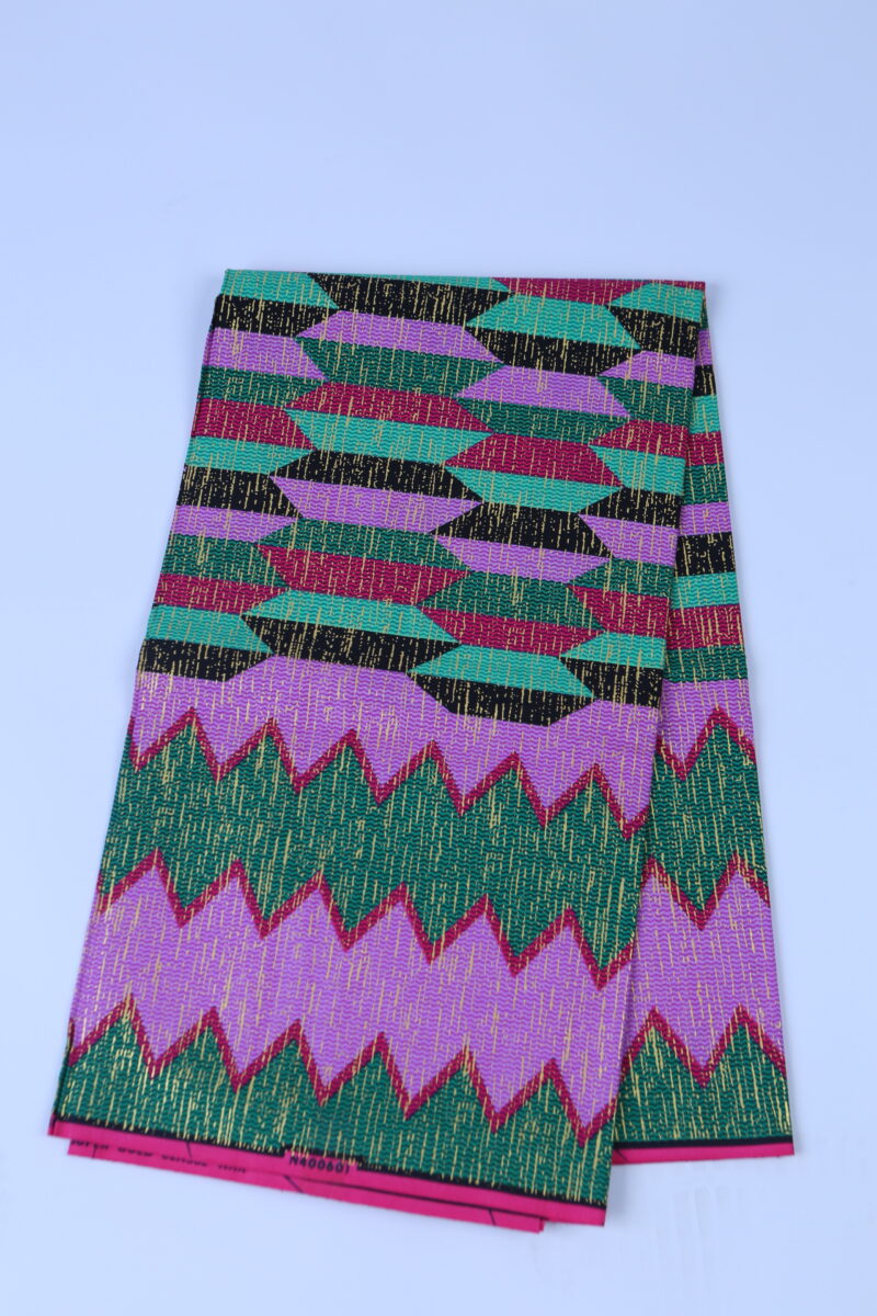 Super Gold Quality African Pink and Green Fabric