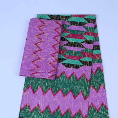 Super Gold Quality African Pink and Green Fabric