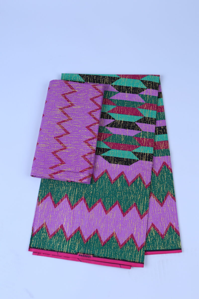 Super Gold Quality African Pink and Green Fabric