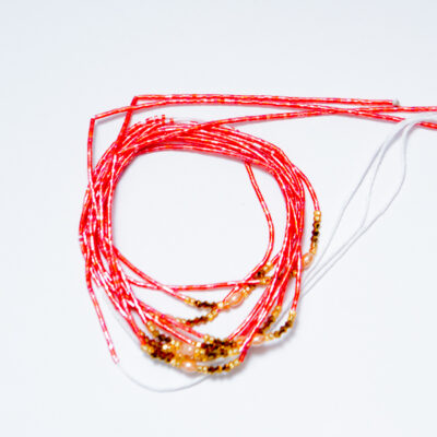 Red and Gold Waist Beads with Thread Ties