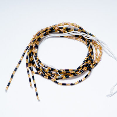 Black and Gold Waist Beads with Thread Ties