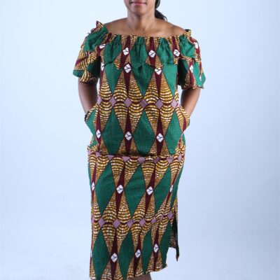 Chic Off-Shoulder African Print Midi Dress - Vero