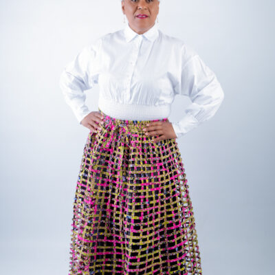 Mita Weaved Stylish African Mix Ankara Print Skirt