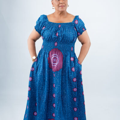 Blue & Purple Tie-Dye Inspired Ankara Maxi Dress