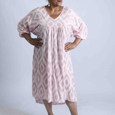 Geometric Print Relaxed fit Italian Dress – Pink