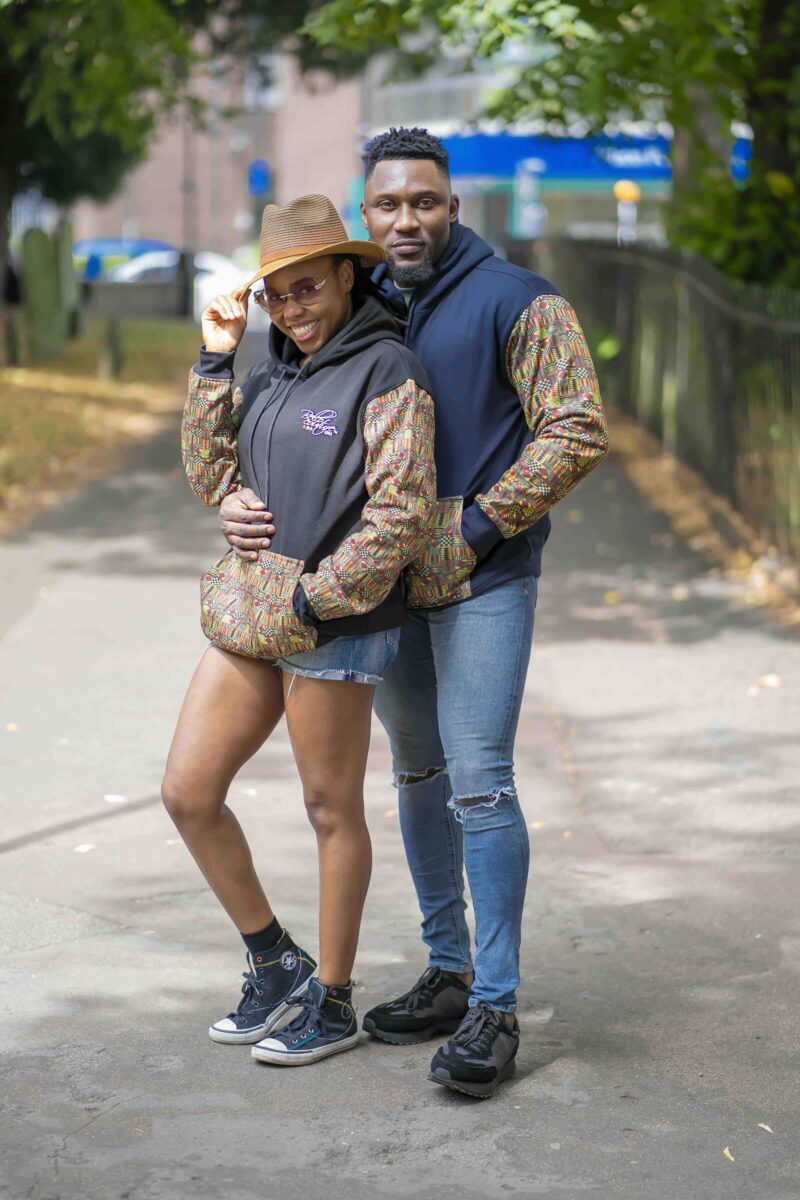 Unisex Afro-Fusion Zip Hoodie sweatshirt -Navy Blue