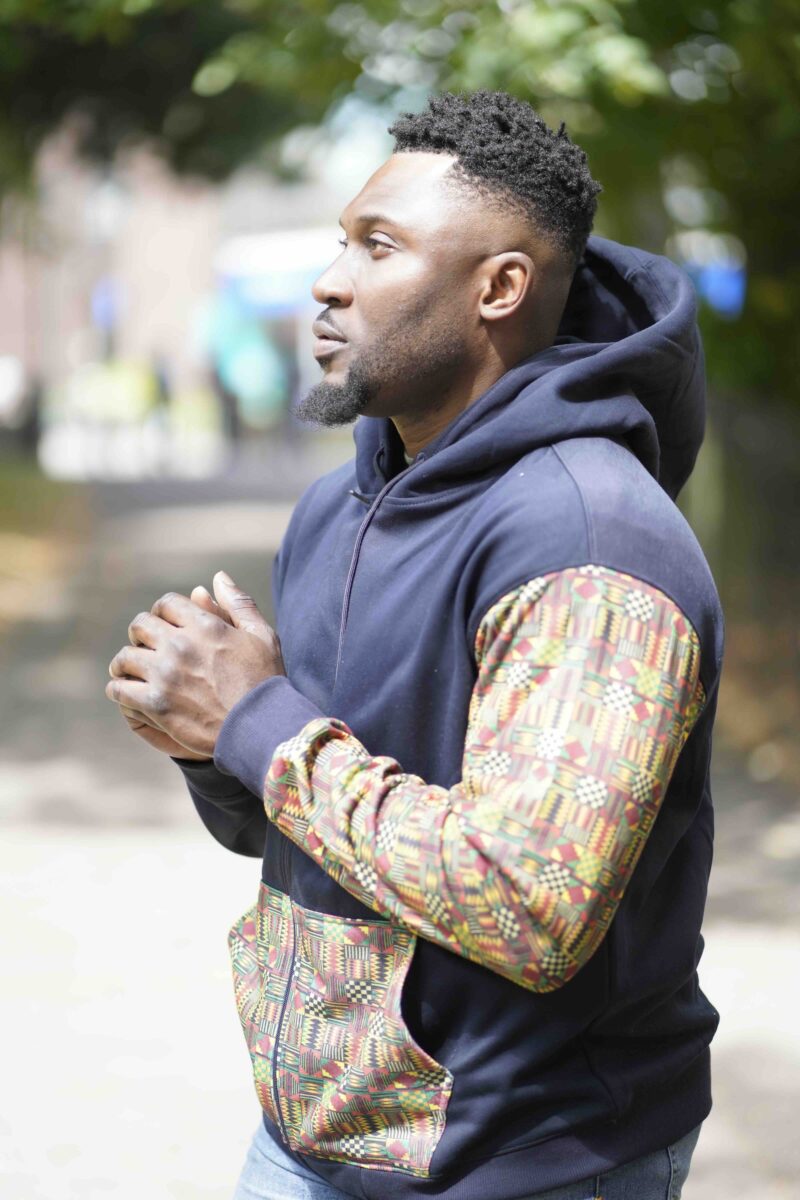 Unisex Afro-Fusion Zip Hoodie sweatshirt -Navy Blue