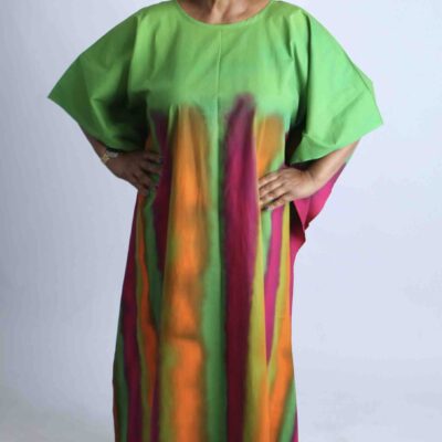 Vibrant Striped African Kaftan With Matching Scarf - Wumbei