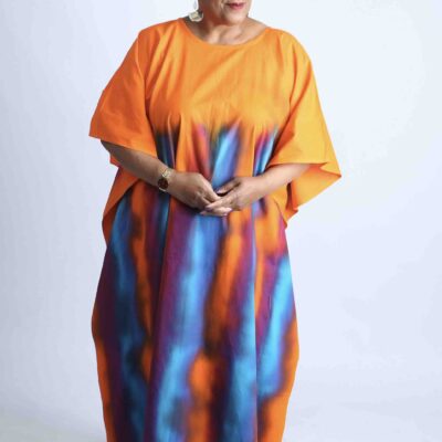 Vibrant Striped African Kaftan With Matching Scarf- Tahiru