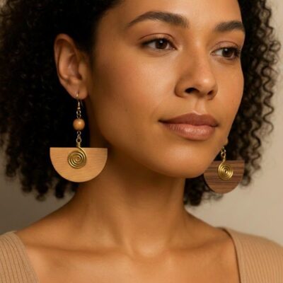 Handcrafted Wooden African Kenyan Earrings - Boho