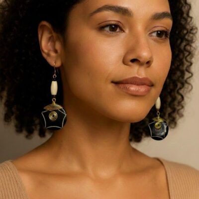 Handcrafted Wooden African Kenyan Earrings - Boho