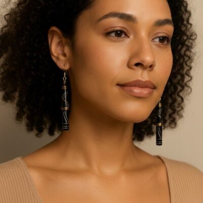 Handcrafted Wooden African Kenyan Earrings - Tribal