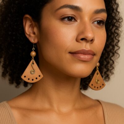 Handcrafted Wooden African Kenyan Earrings - Tribal