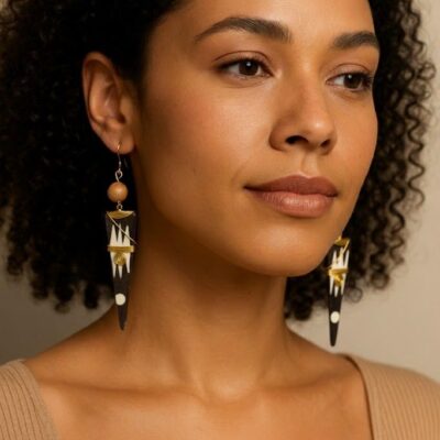 Handcrafted Wooden African Kenyan Earrings - Tribal