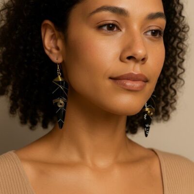 Handcrafted Wooden African Kenyan Earrings - Tribal