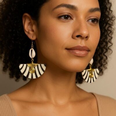 Handcrafted Wooden African Kenyan Earrings - Art