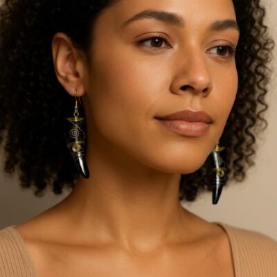 Handcrafted Wooden African Kenyan Tribal Earrings - Vintage