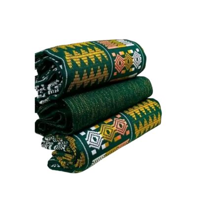 Green & Yellow Fusion Authentic Handwoven Kente Cloth