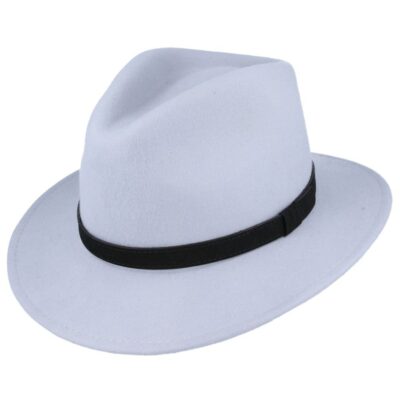 Wool Fedora Hat With Leather Band
