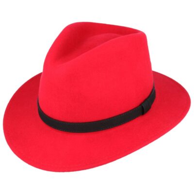Wool Fedora Hat With Leather Band