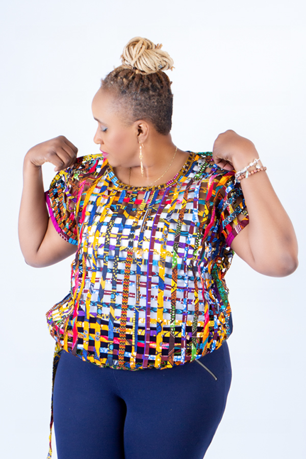 Hani Handwoven Multicolored Ankara Waist-Tie Top - Image 4