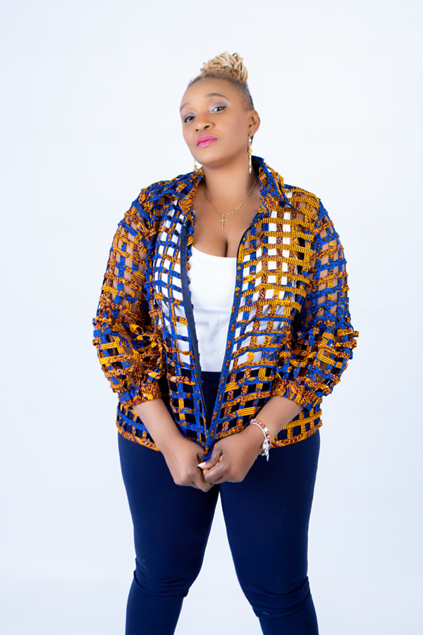 Ami Blue & Orange Ankara Weaved Waist-Length Overthrow