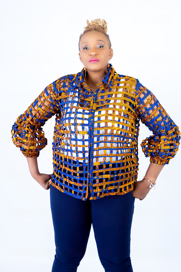 Ami Blue & Orange Ankara Weaved Waist-Length Overthrow - Image 4