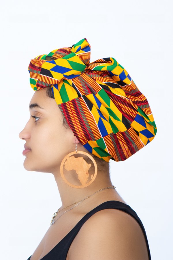 Teki Headwrap in Kente Cotton African Print - Image 3