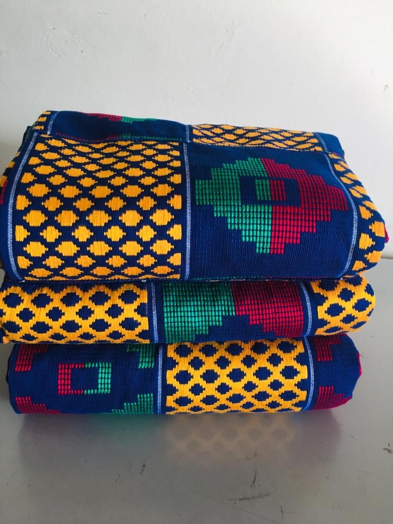 Blue & Yellow and Multi Authentic Handwoven Kente Cloth