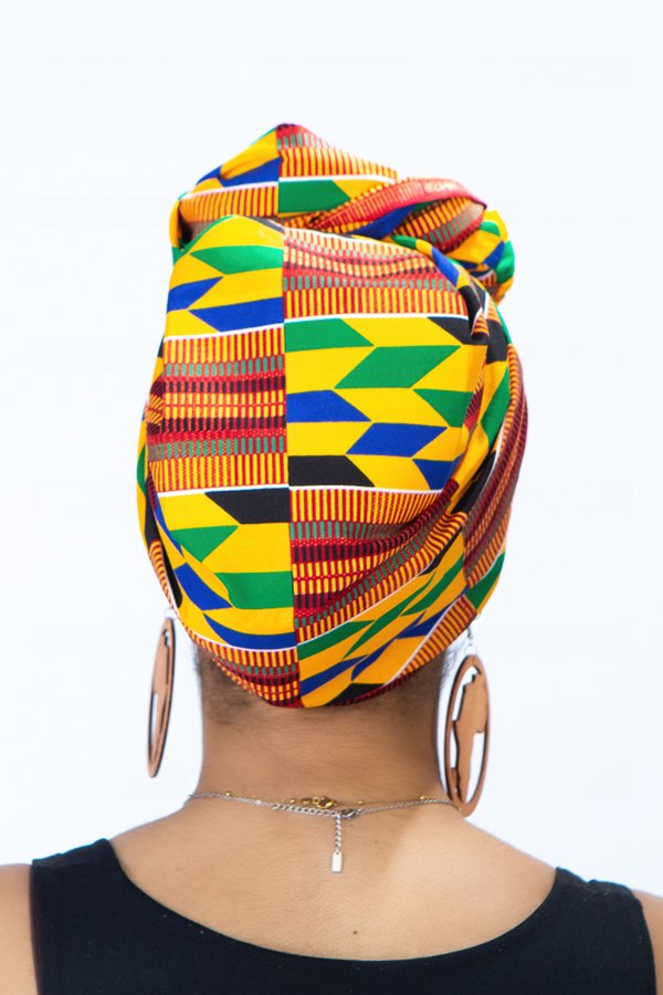 Teki Headwrap in Kente Cotton African Print - Image 2