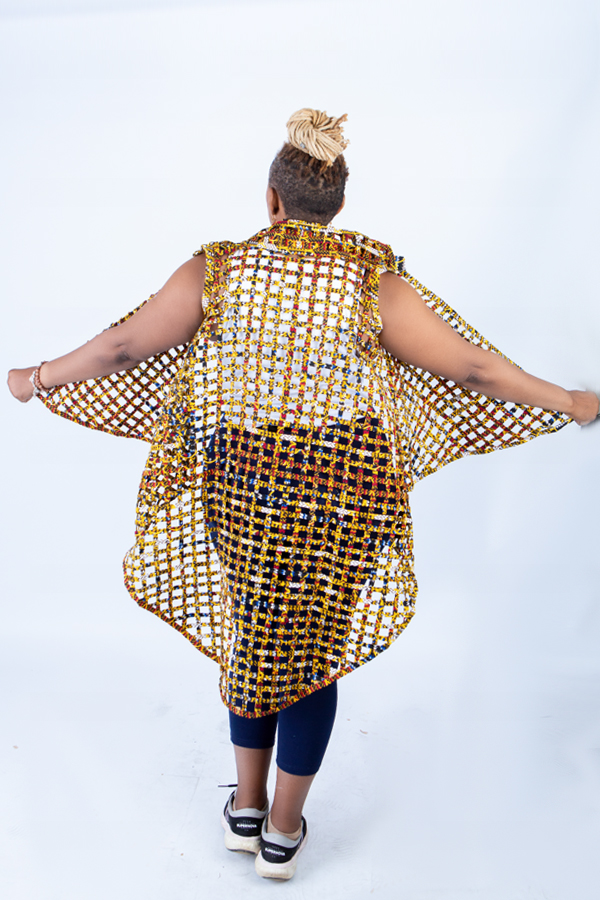 Berta Colourful Woven Asymmetrical Collared Kimono - Image 5