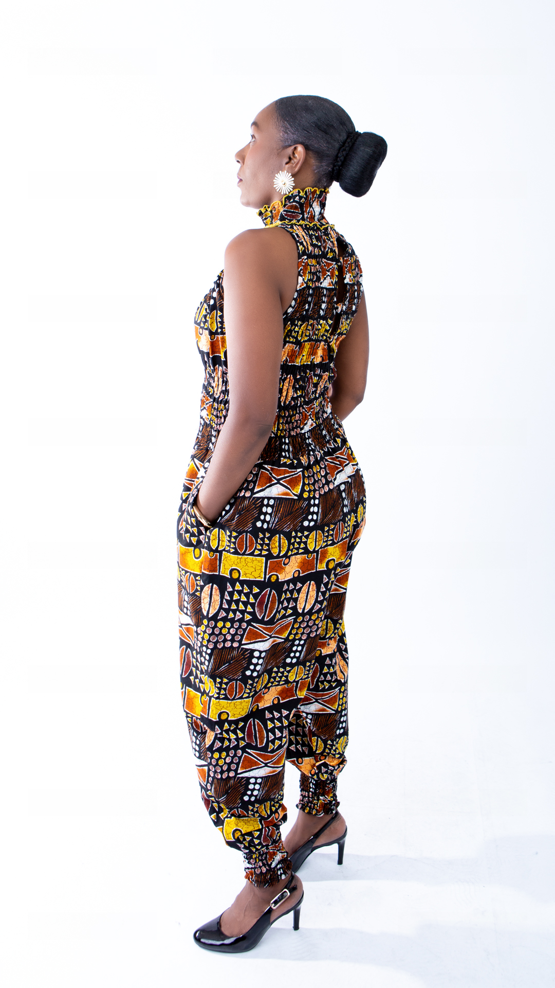 Beautiful Helen High Neck Tribal Ankara Print Jumpsuit - Image 4
