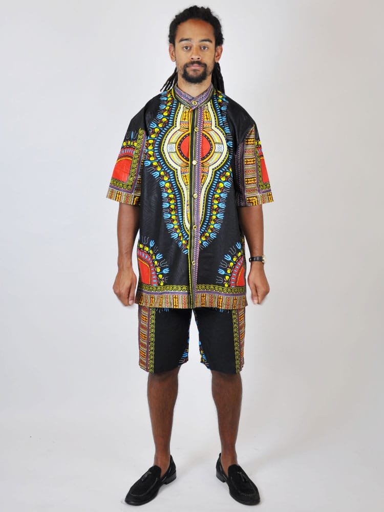 African Dashiki Matching Short Pants Set Co-ord