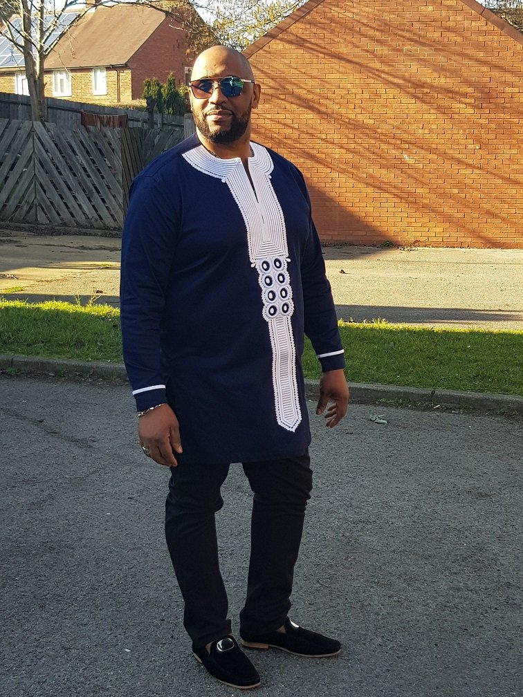 Limbani Navy & White Abstract Embroidery Shirt