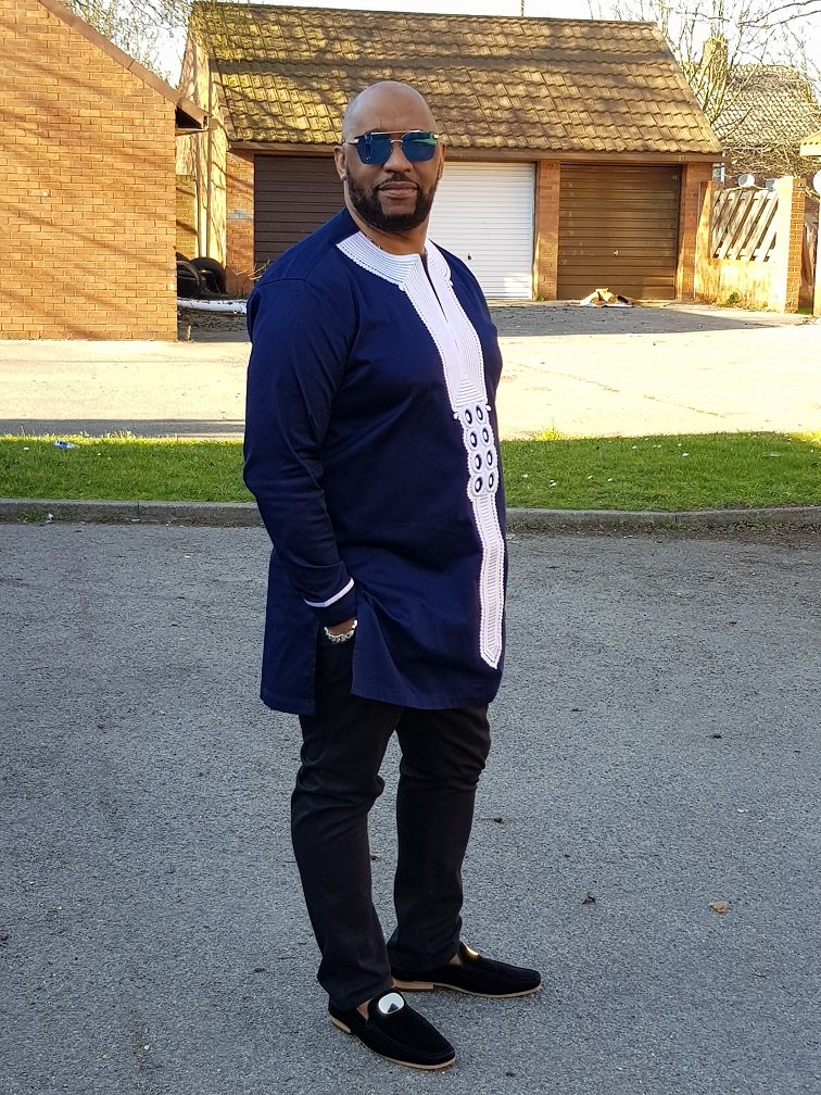 Limbani Navy & White Abstract Embroidery Shirt - Image 2