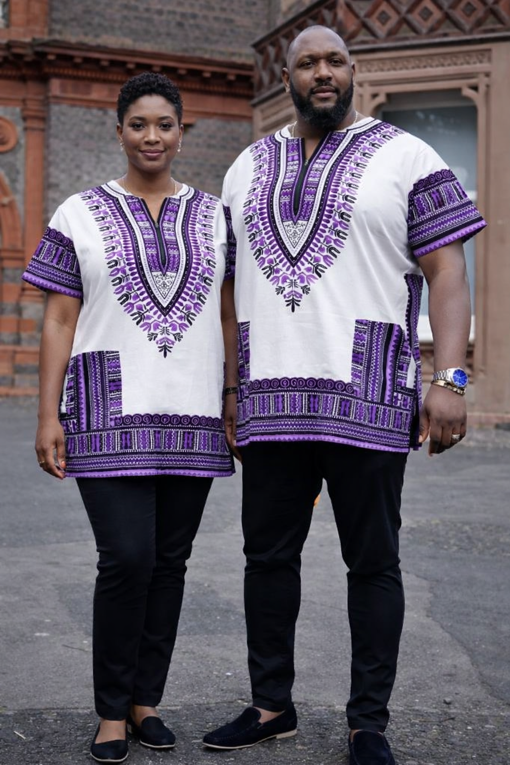 White & Purple Dashiki Shirt