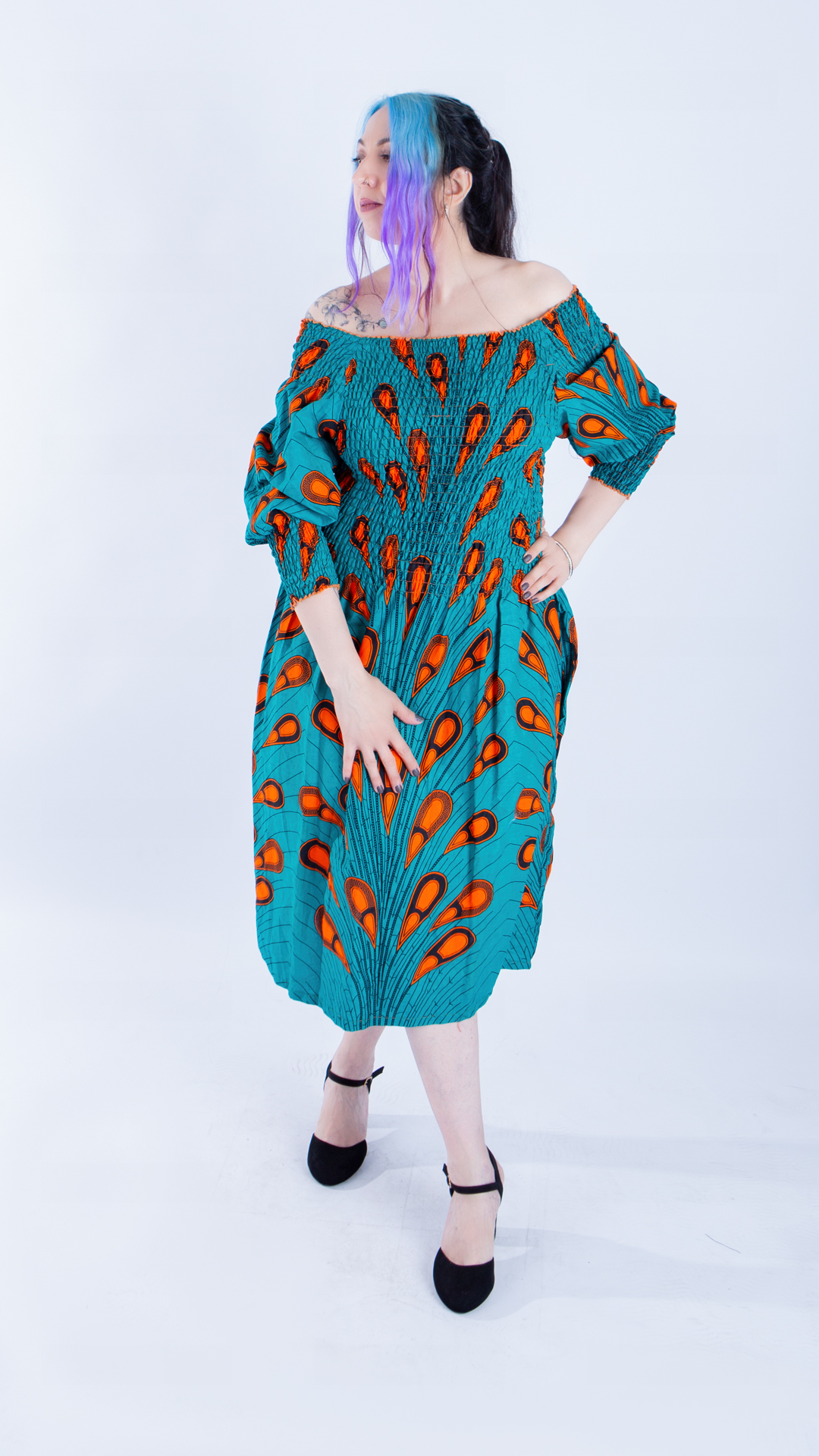 Adjo Stunning Turquoise Drop Waist Style Bandeau Dress - Image 2