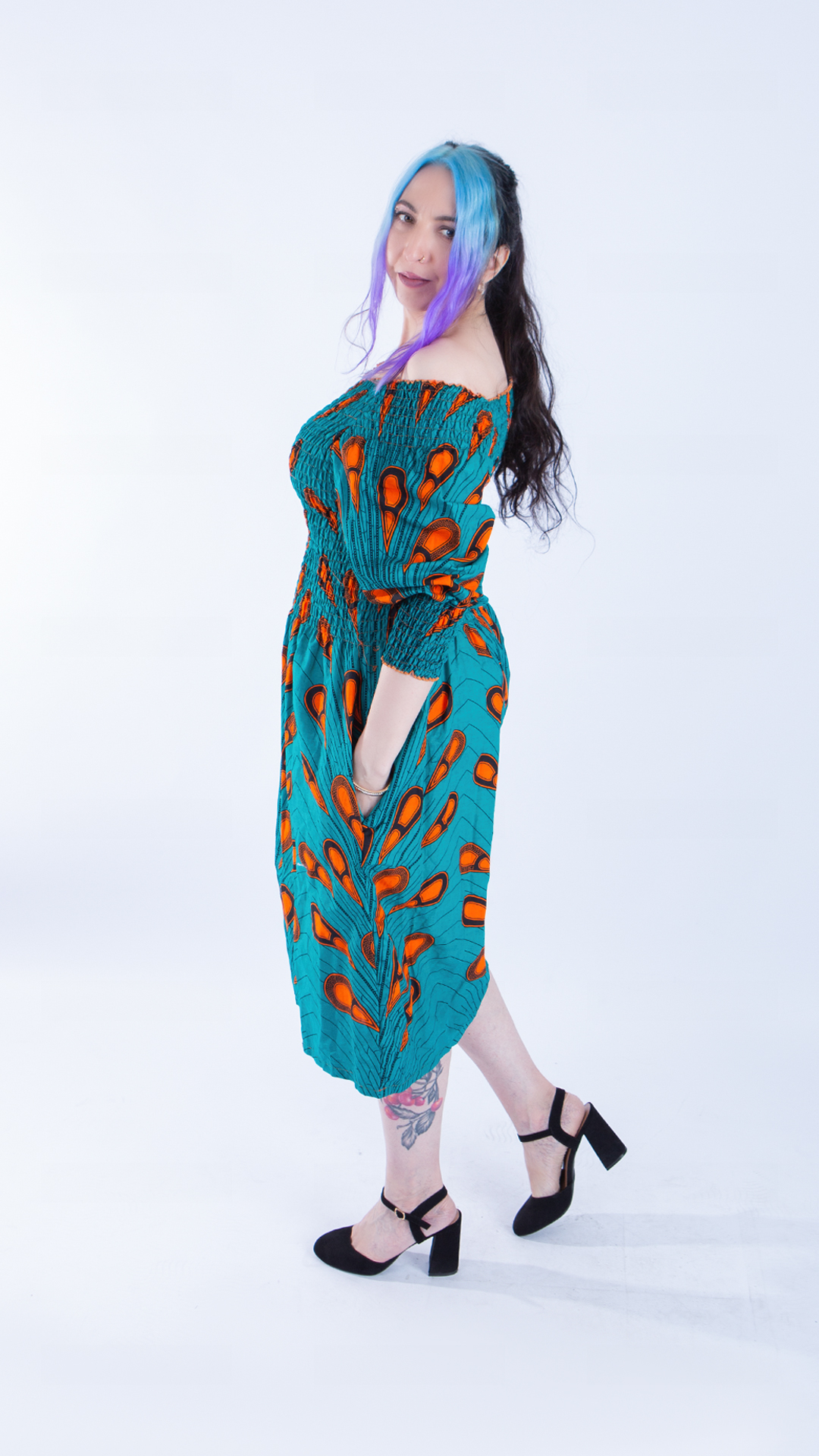 Adjo Stunning Turquoise Drop Waist Style Bandeau Dress - Image 3