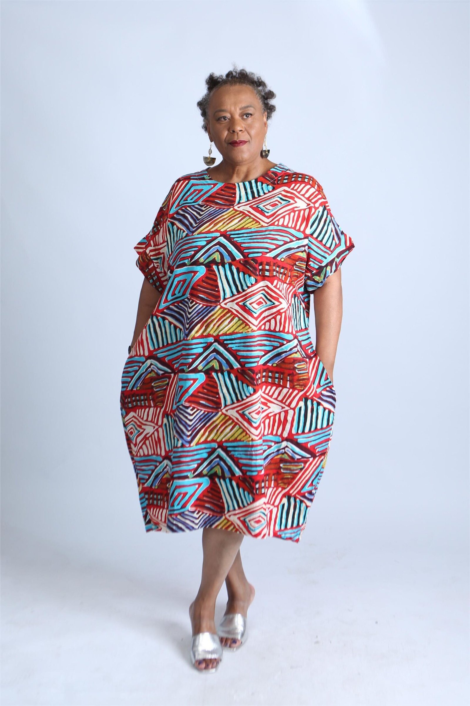 Geometric Print Relaxed fit Italian Dress - Fiyin - Image 3