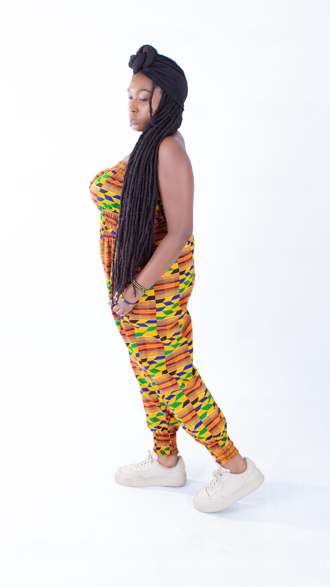 Merci Vibrant Kente Print Bandeau & Puff Trouser Set - Image 2