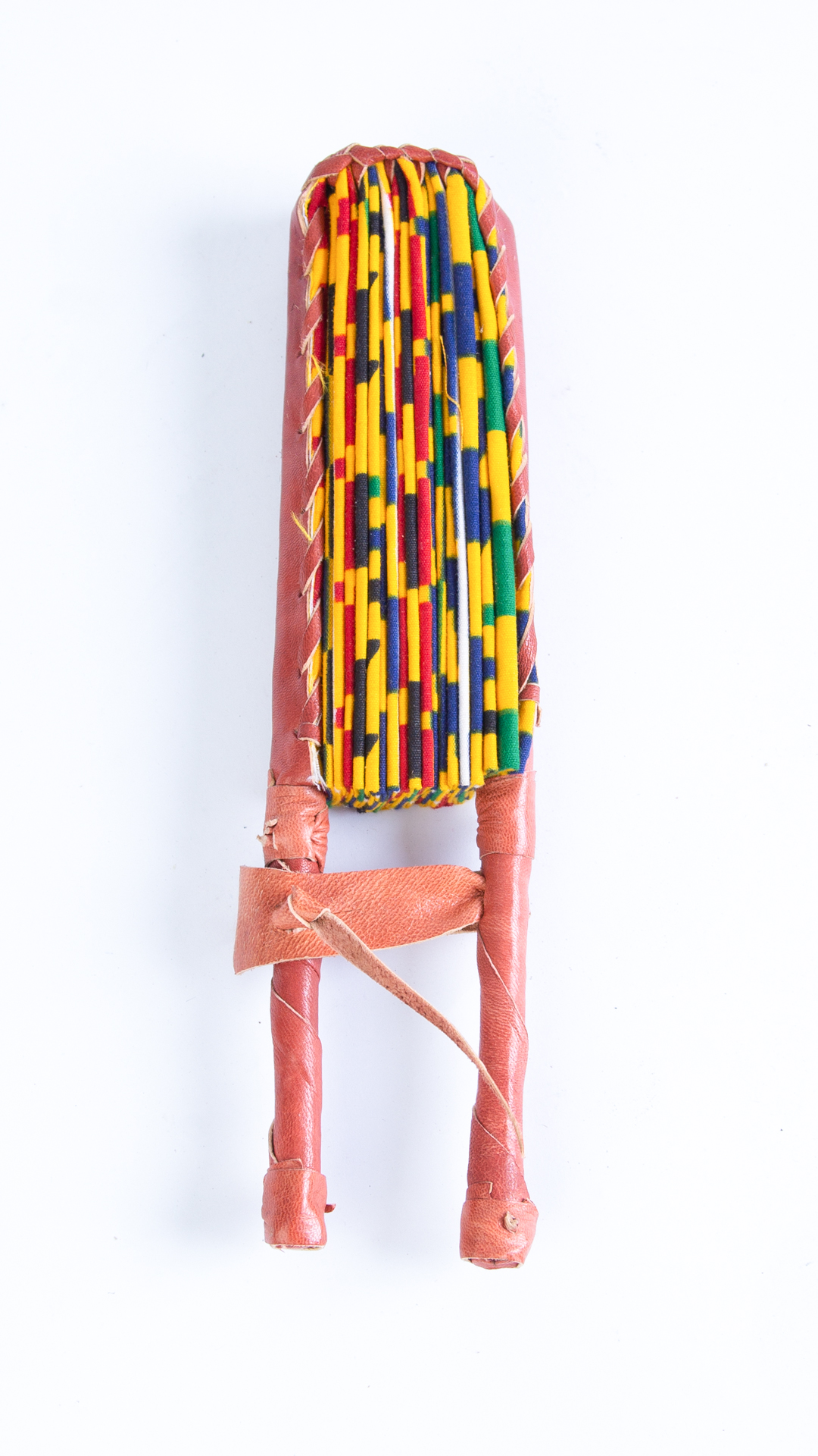 Colourful Yellow Kente Print Round Closable Fan - Image 3