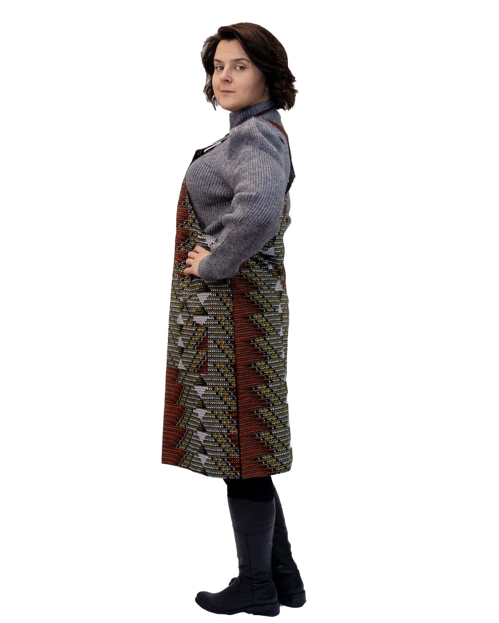 Larista African Kente Print Pinafore Dress - Image 3