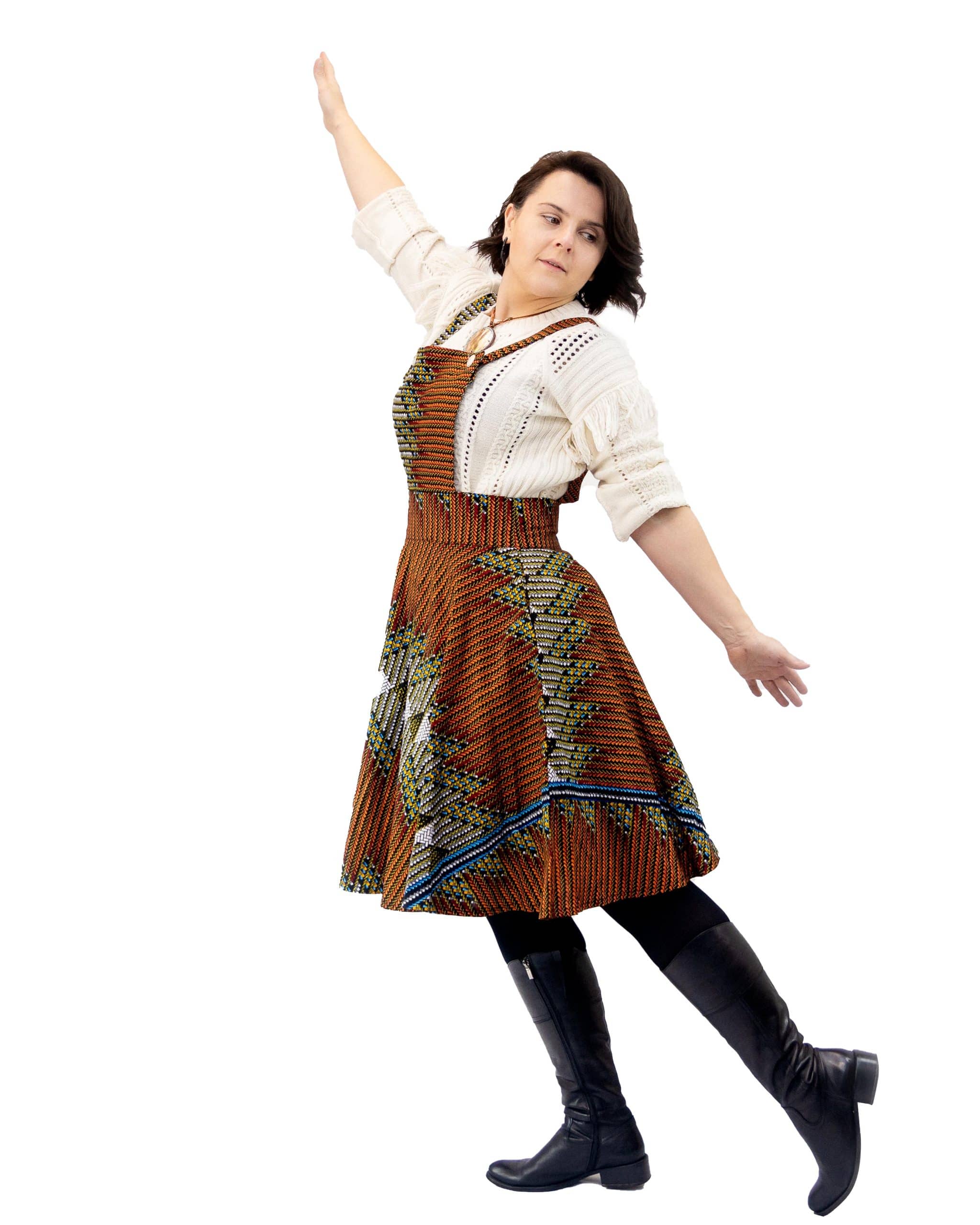 Leena African Kente Print Pinafore Dress - Image 4