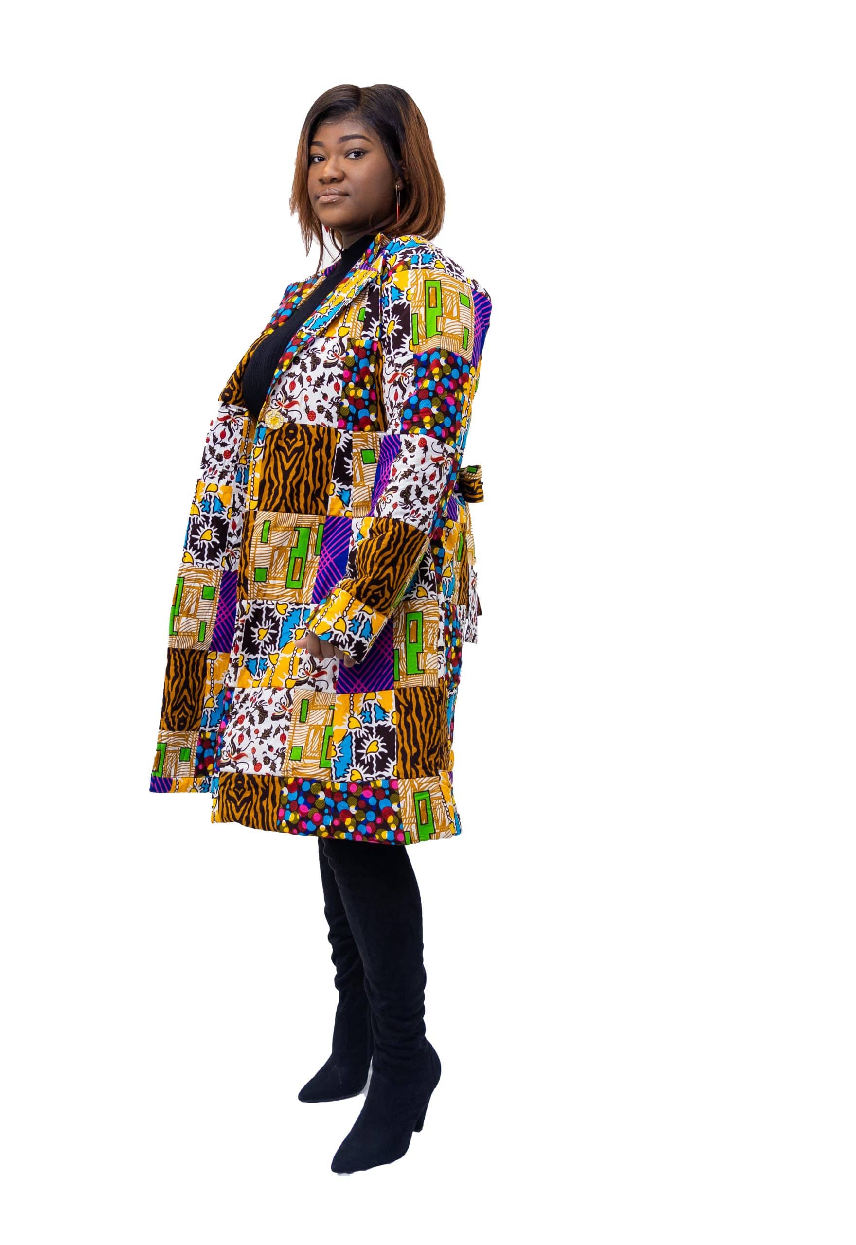 Anaya Colourful African Patchwork Print Coat - Image 3