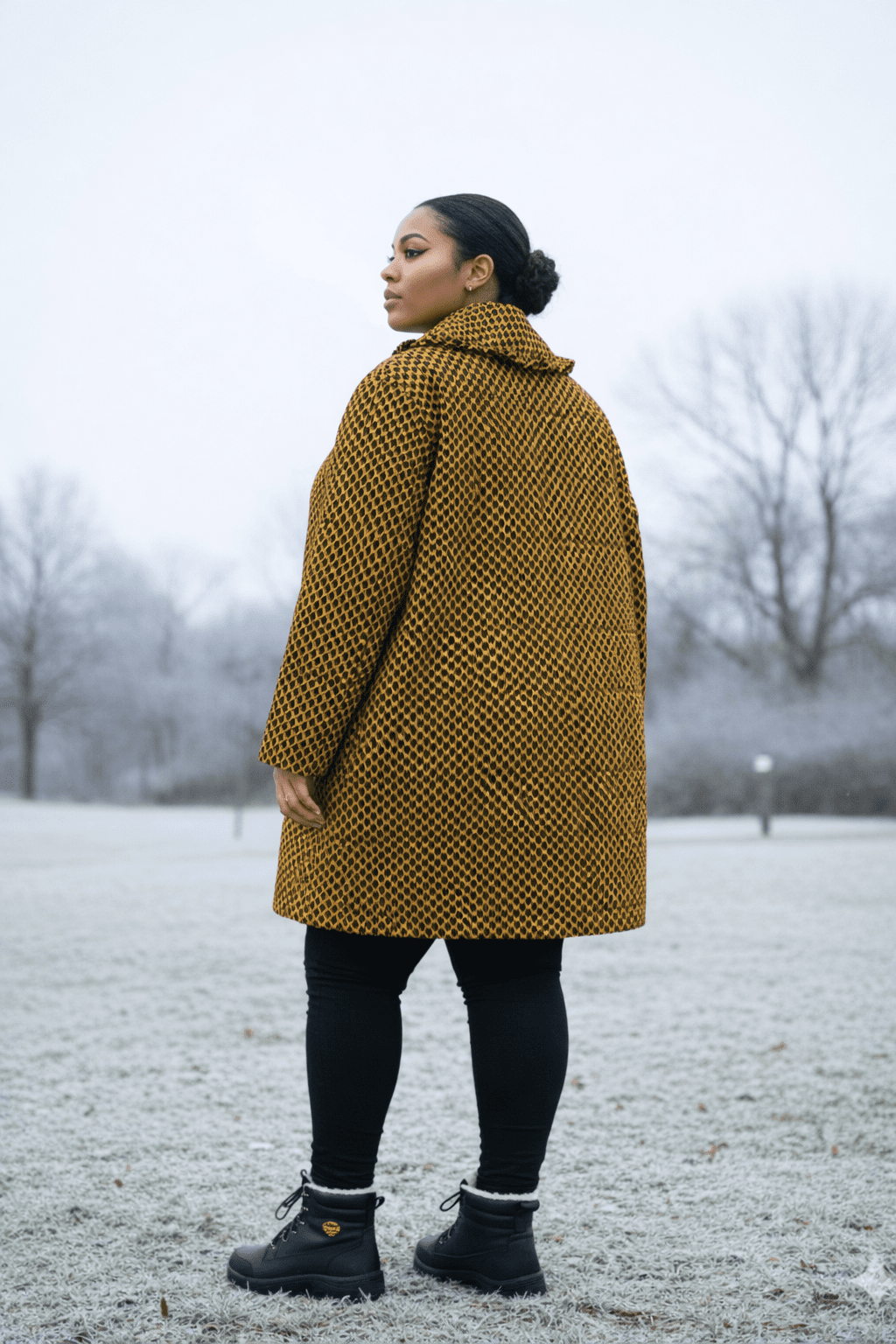 Brown African Print Quilted Padded Coat - Image 5