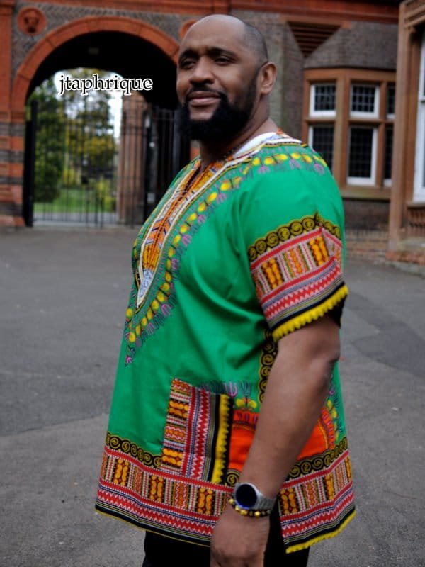 Men's Green African Dashiki Shirt - Image 4