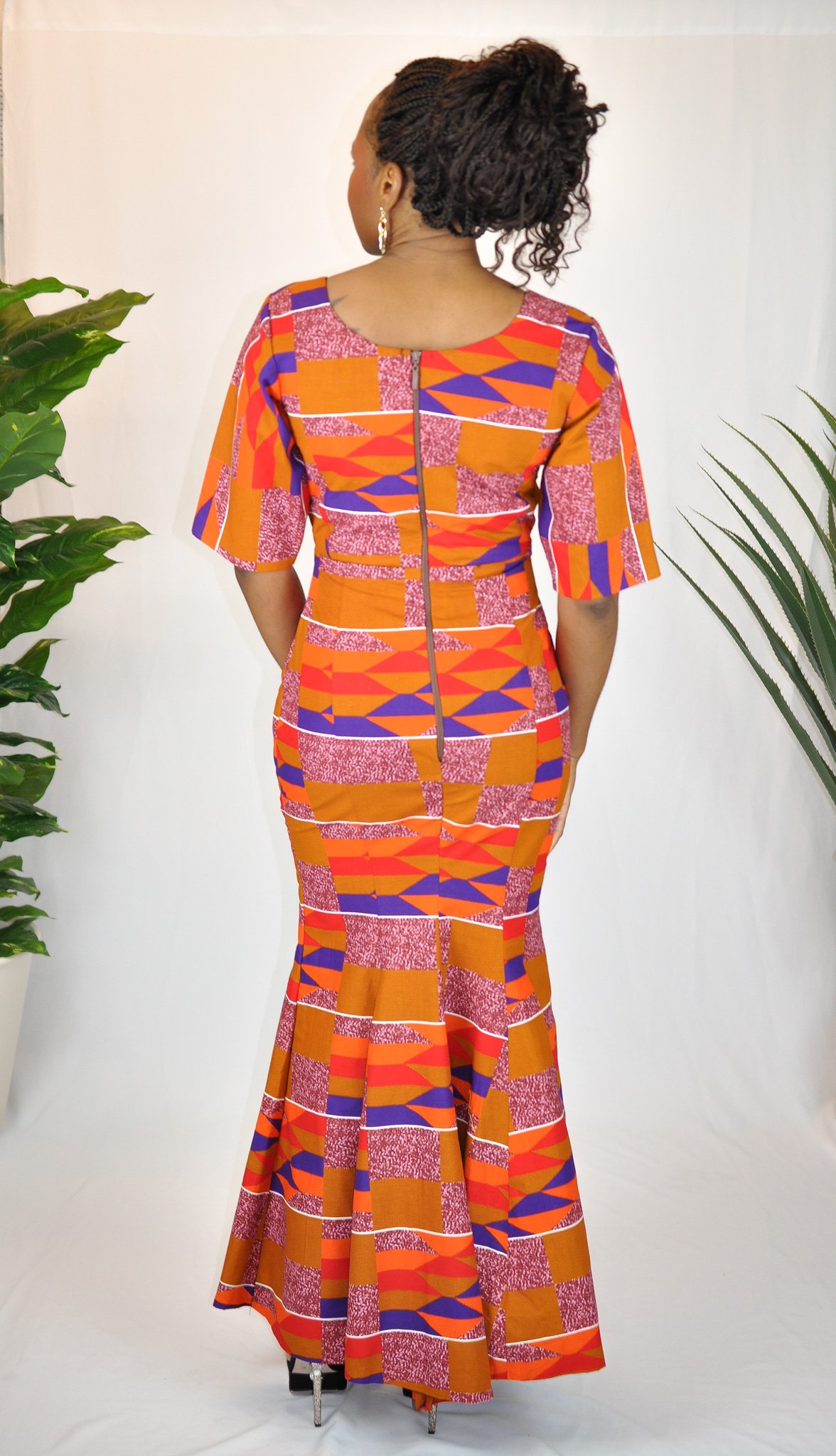 Teefah Colourful Kente African Silhouette Dress - Image 4